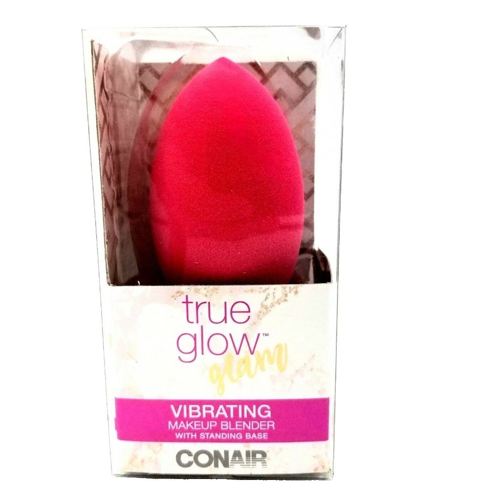 Conair True Glow Glam Vibrating Makeup Blender Sponge Standing Base Pink NEW